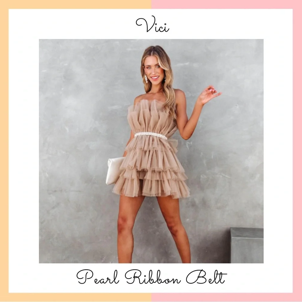 Vici Faux Pearl Ribbon Belt